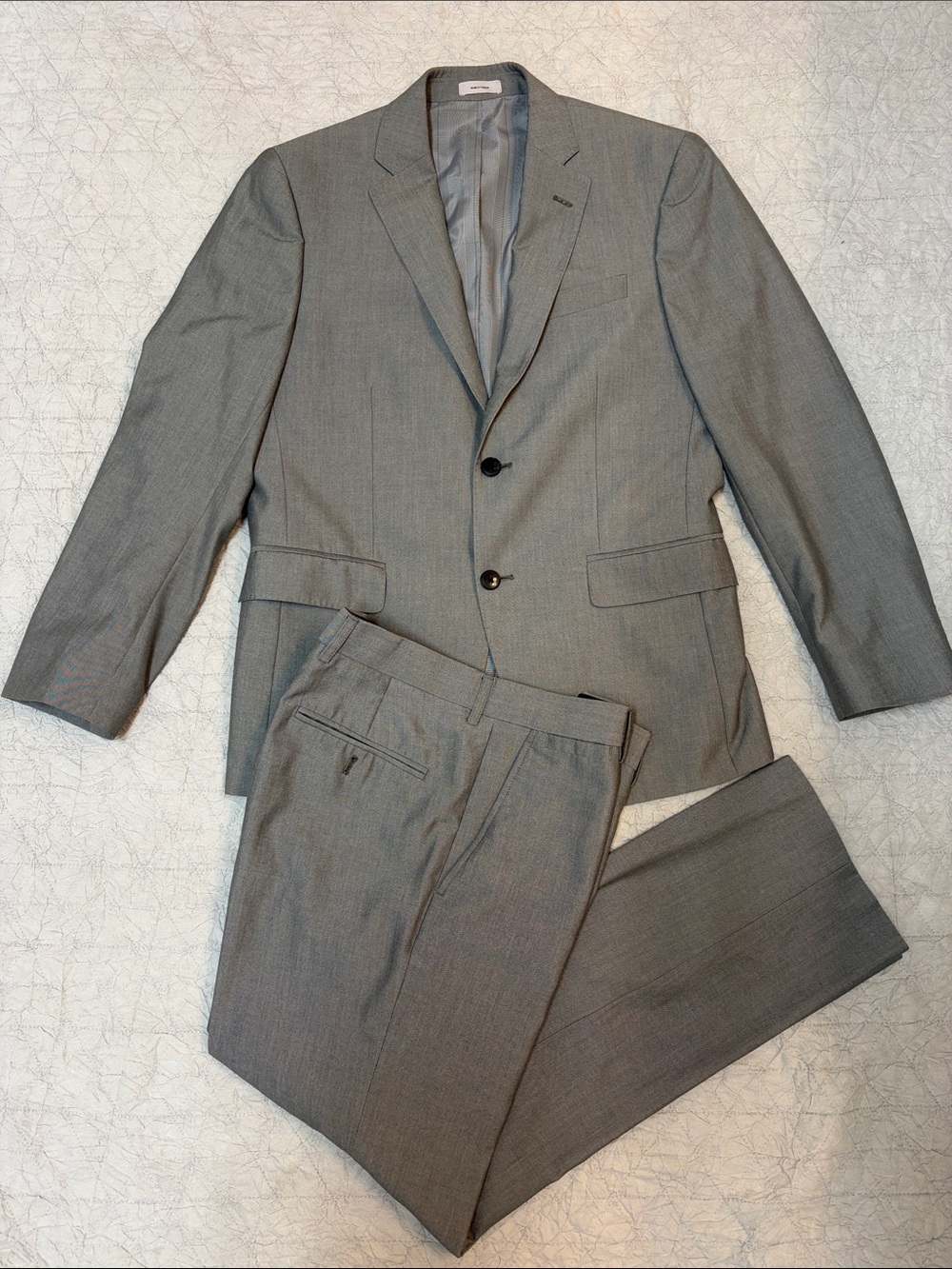 jf j.ferrar Men's Light Gray Two-Piece Suit — Notch Lapel Blazer & Trousers